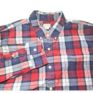 J.Crew Mens Red & Blue Plaid Long-Sleeve Shirt Cotton Sz XXL‎ Gorpcore Cabincore